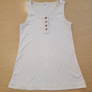 Ribbed Tank with Buttons Cream Medium